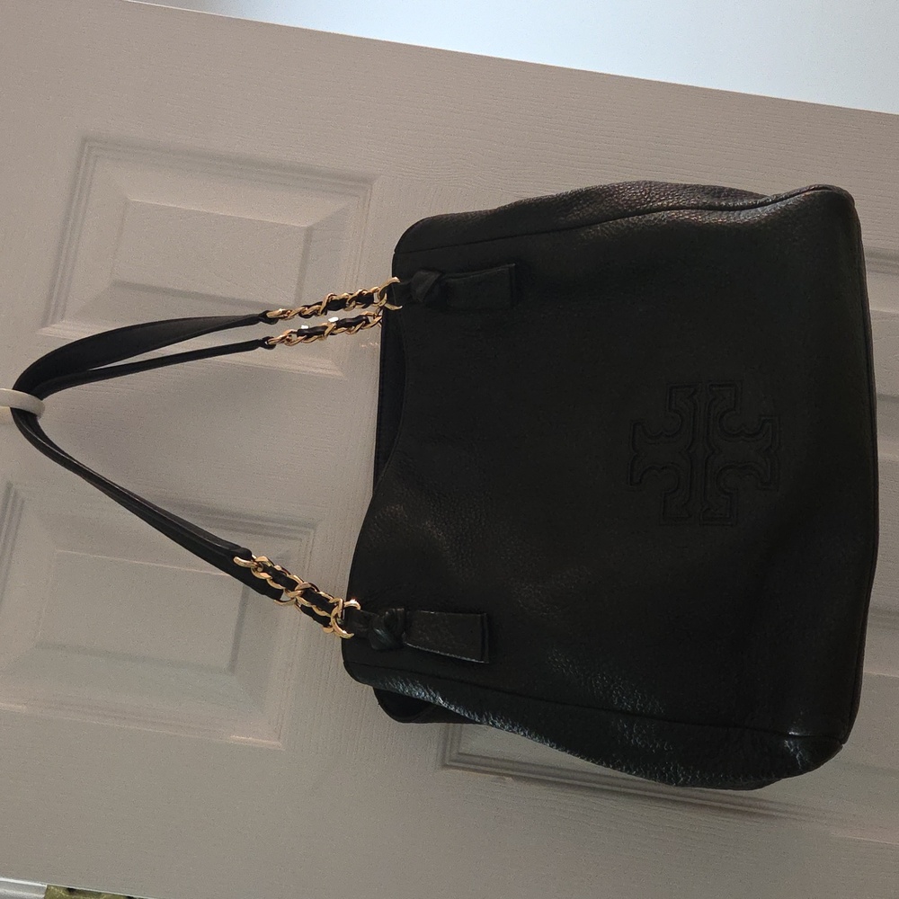 Tory Burch Black Leather Tote Bag